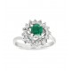 Pre Owned 18ct White Gold Emerald and Dimond Cluster Ring ZA462